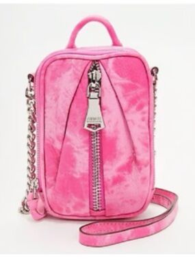 Aimee Kestenberg Pink Leather Mini Crossbody with Silver Chain NWOT